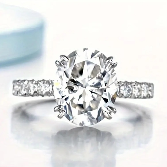 Jewelry - NEW 925 Silver Band Diamond Engagement Wedding Ring
